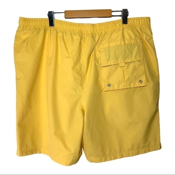 HUNT Club Yellow Swim Short Side Pocket Back Hook Loop Elastic Waist Cord XL - Picture 2 of 8